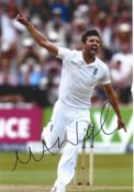 Cricket. Mark Wood Signed 12x8 Colour photo. Photo shows Woods in action for England during 2015