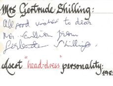 Gertrude Shilling British Hat Maker Famous For Making Hats For Royal Ascot 6x4 Signature Piece. Good