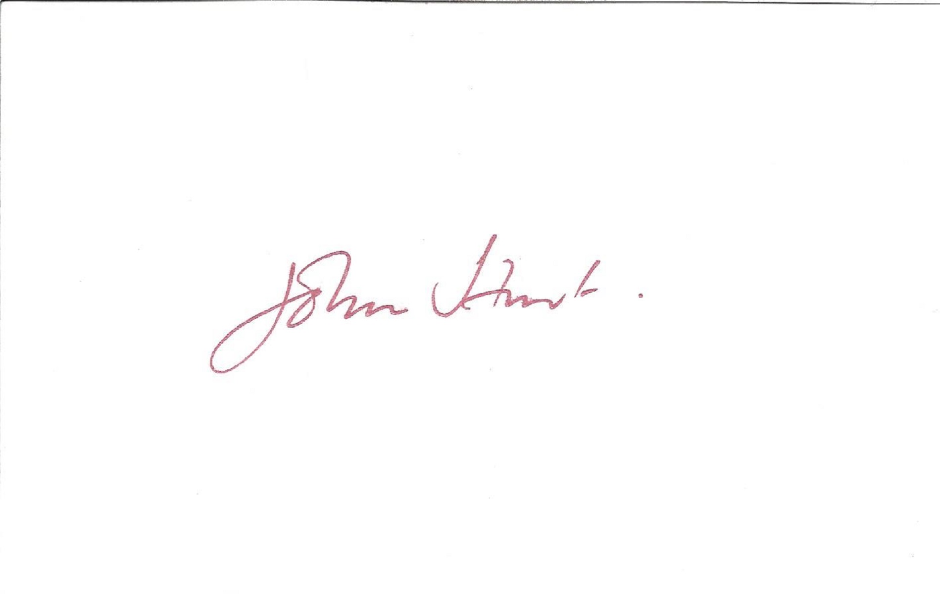 John Hurt signed white card with 10x8 unsigned photo. Good condition. All autographs come with a