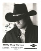 Billy Ray Cyrus signed 10x8 black and white photo. Good condition. All autographs come with a