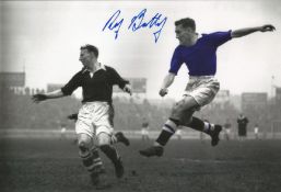 Chelsea Legend Roy Bentley Hand signed 10x8 Colourised Photo showing Bentley Attacking during a