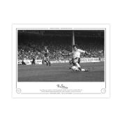 Autographed Bryan Robson 16 X 12 Limited Edition B/W, Depicting The Man United Captain Scoring The