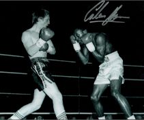 Boxing Colin Jones MBE Hand signed 10x8 Black and White Photo Showing Jones during a fight. Good