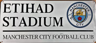 Football Ruben Dias signed Etihad Stadium Manchester City Football Club metal road sign.