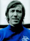 John Greig MBE Hand signed 16x12 Colourised Photo showing Greig in his Rangers FC Kit. Good