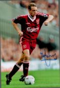 Football Rob Jones Hand signed 12x8 colour Photo Showing Jones in action for Liverpool FC in 1991.