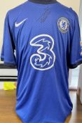 Chelsea FC Striker Timo Werner Signed Chelsea Home Shirt. Personally Signed in black marker pen on