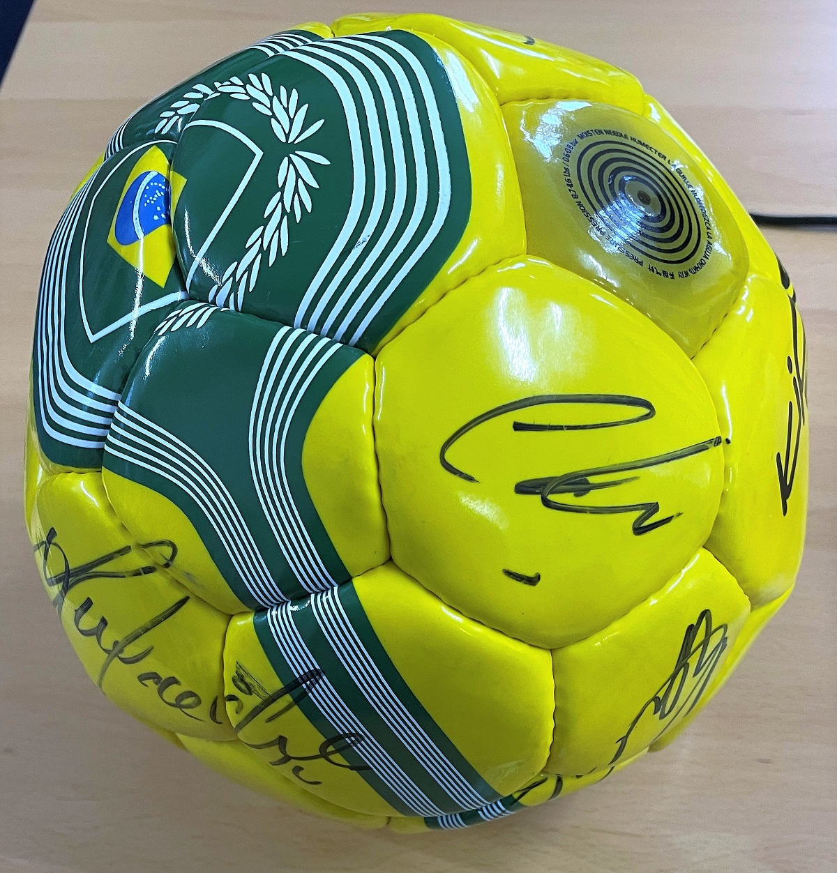 Brazil Legends Multi Signed Size 5 Football Including Cafu. 7 Signatures in total. Yellow/Green/ - Image 2 of 2
