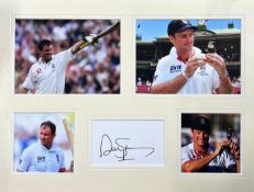 Cricket Andrew Strauss 16x12 overall mounted signature piece includes signed album page and four