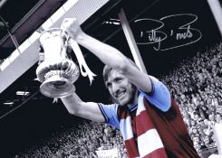 Autographed Billy Bonds 15 X 10 Photo - Colorized, Depicting The West Ham United Captain Holding