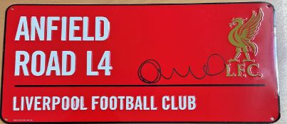 Football Harry Kewell signed Anfield Road L4 Liverpool Football Club metal road sign. Harry