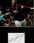 Football Legend Wayne Rooney Personally Signed Signature card matted with 10x8 Colour Photo of