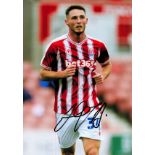 Stoke City FC Midfielder Jordan Thompson Hand signed 10x8 Colour Photo showing Thompson in action.