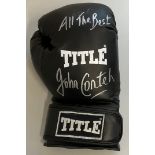 Boxing John Conteh signed Black Lonsdale boxing glove. John Anthony Conteh, MBE (born 27 May 1951)