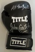 Boxing John Conteh signed Black Lonsdale boxing glove. John Anthony Conteh, MBE (born 27 May 1951)