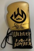 Boxing Deontay Wilder signed Bronze Bomber boxing glove. Deontay Leshun Wilder (born October 22,