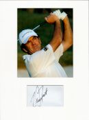 Golf David Frost 16x12 overall mounted signature piece includes a signed album page and a superb