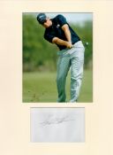 Golf Henrik Stenson 16x12 overall mounted signature piece. Good condition. All autographs come