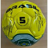 Brazil Legends Multi Signed Size 5 Football Including Cafu. 7 Signatures in total. Yellow/Green/