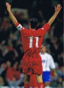 Autographed Ryan Giggs 16 X 12 Photo - Col, Depicting A Wonderful Image Showing Giggs Celebrating