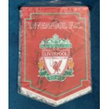 Liverpool FC Multi Signed Pennant. Personally Signed in black marker pen by Anfield Legends Steven