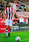 Stoke City FC Midfielder Mario Vrancic Hand signed 10x8 Colour Photo showing Vrancic taking a free