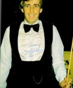 Snooker Terry Griffiths Hand signed 8x5 Colour Photo showing Griffiths smiling during a match.