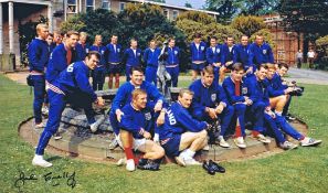 Autographed John Connelly 15 X 10 Photo - Col, Depicting The England 1966 World Cup Squad Posing For