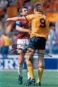 Autographed Steve Bull 12 X 8 Photo - Col, Depicting The Wolves Centre-Forward Embracing Peter