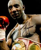 Boxing 'Johnny' Nelson hand signed 10x8 Colour Photo Showing Nelson with his Boxing Champion Belt.