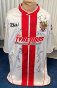 Football Stevenage multi signed home shirt 21 signatures from the 2020 first team squad size