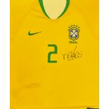 Football Dani Alves signed Brazil number 2 replica shirt mounted to a board. Daniel Alves da