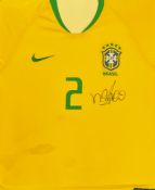 Football Dani Alves signed Brazil number 2 replica shirt mounted to a board. Daniel Alves da