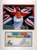 Cycling Chris Hoy 16x12 overall mounted signature piece includes signed FDC and a unsigned colour