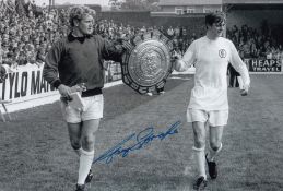 Autographed GARY SPRAKE 12 x 8 photo - B/W, depicting the Leeds United goalkeeper and team mate