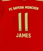 Football James Rodríguez signed Bayern Munich number 11 replica shirt mounted to board. James