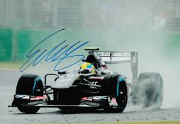 Motor Racing Esteban Gutierrez signed Sauber Formula One 12x8 colour photo. Mexican racing driver