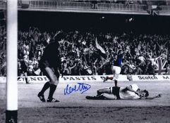 Autographed Colin Stein 16 X 12 Photo - Colorized, Depicting The Rangers Striker Running Away In