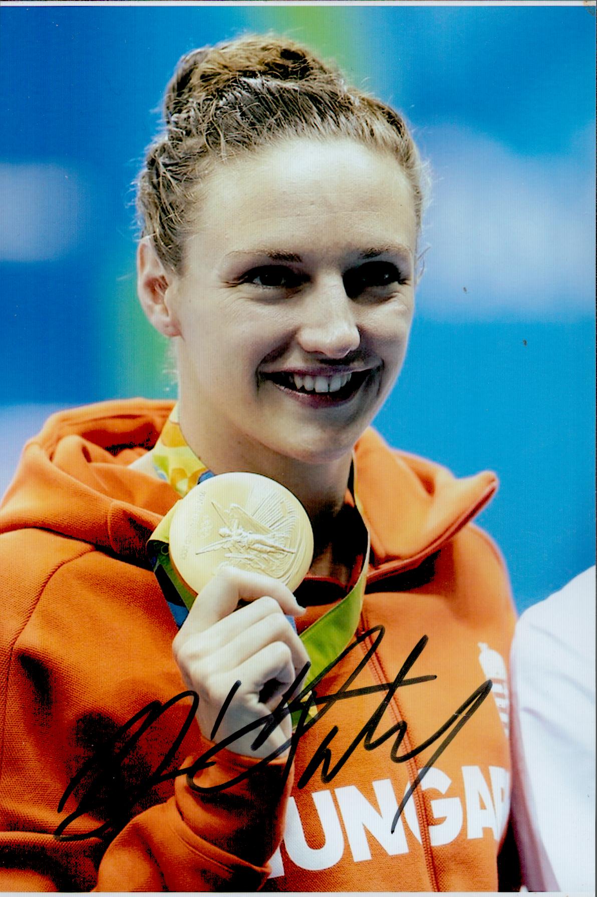 Olympics Katinka Hosszu signed 6x4 colour photo Triple gold medallist in the Womens 100m Backstroke,