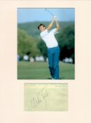 Golf Nick Faldo 16x12 overall mounted signature piece includes a signed album page and a superb