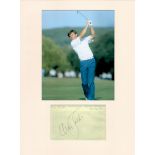 Golf Nick Faldo 16x12 overall mounted signature piece includes a signed album page and a superb