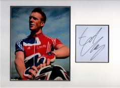 Cycling Ed Clancy 16x12 overall mounted signature piece includes signed album page and one