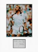 Tennis Boris Becker 16x12 overall mounted signature piece includes signed album page and a colour