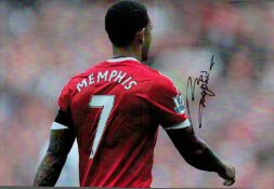 Football Memphis Depay Hand signed 12x8 Colour Printed Photo Showing the Back of Depay during his