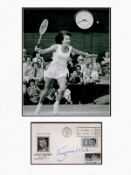Tennis Virginia Wade 16x12 overall mounted signature piece includes signed FDC and a vintage black