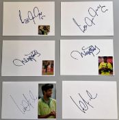 Pakistan Cricket Legends collection 6 signed white cards from three of Pakistan all-time greats