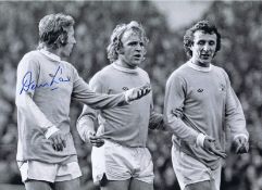 Autographed Denis Law 16 X 12 Photo - B/W, Depicting Law And His Manchester City Team Mates Lee
