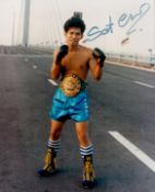 Boxing Sot Chitalada Hand signed 10x8 Colour Photo showing Chitalada with WBC Belt on a bridge. A