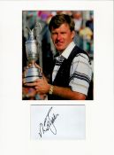 Golf Nick Faldo 16x12 overall mounted signature piece Includes a signed album page and a superb