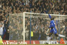 Chelsea Legend Jimmy Floyd Hasselbaink Signed 10x8 Colour Photo. Photo shows Hasselbaink Celebrating